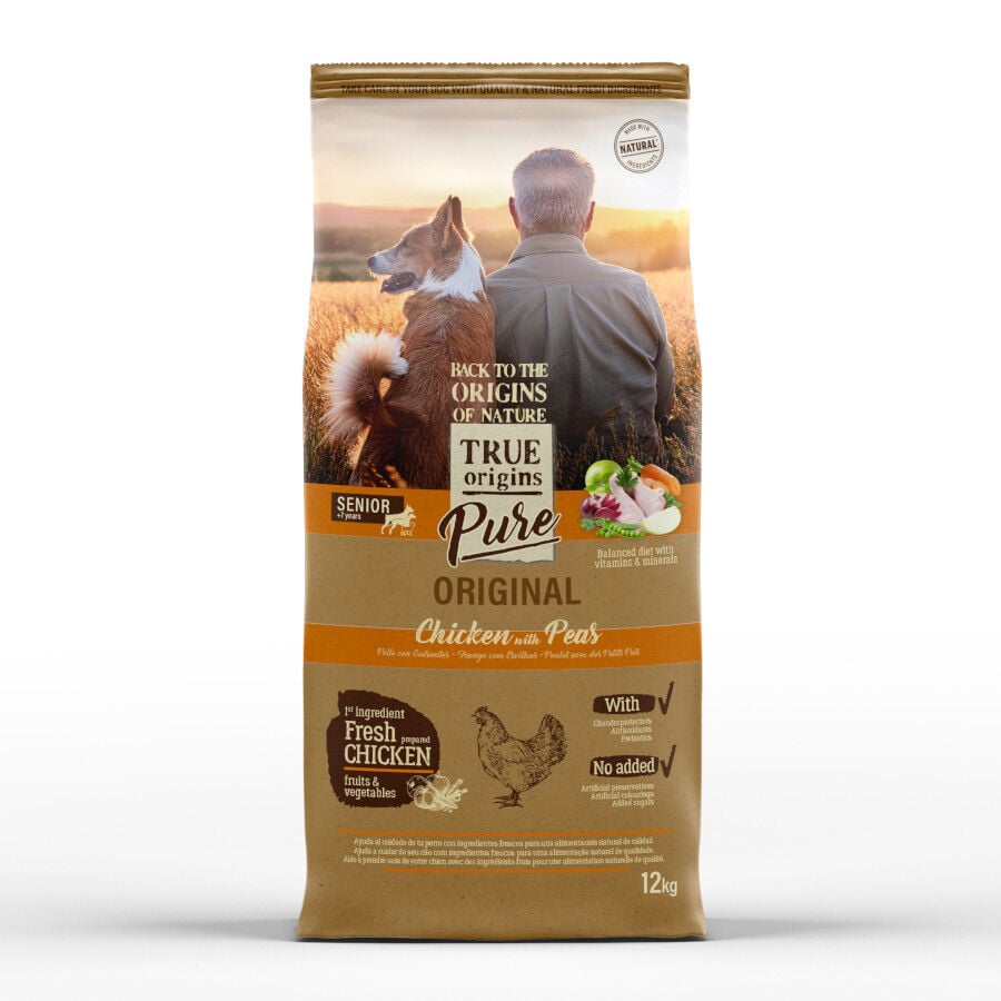 12 kg True Origins Pure Senior Pollo con Guisantes pienso para perros, , large Imagen numero 1