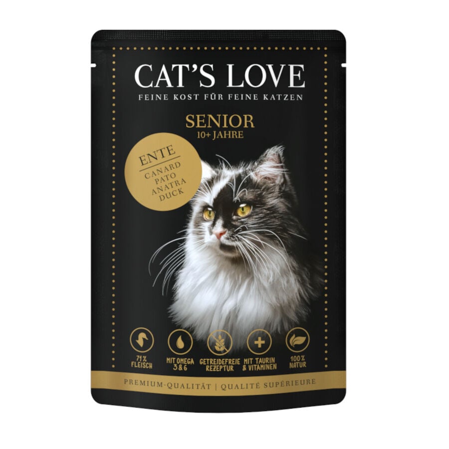 Cat's Love Senior Pato en Gelatina sobre para gatos