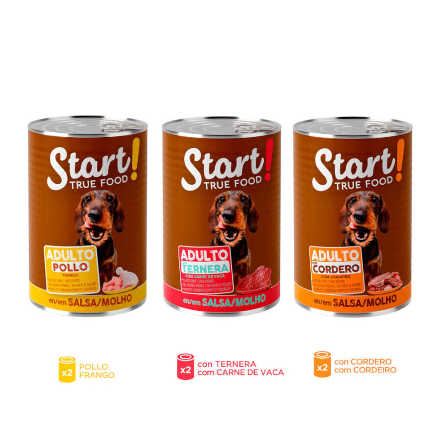 6 latas x 400 g Start! Adult Pollo, Ternera y Cordero en Salsa lata para perros, , large Imagen numero 3