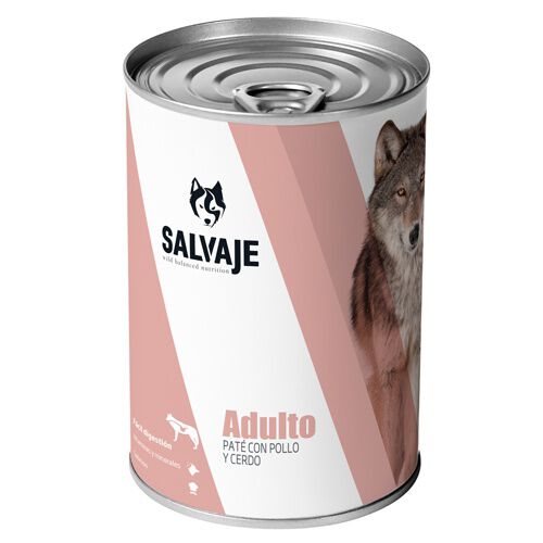Salvaje Adulto Pollo y Cerdo en Pat&eacute; lata para perros