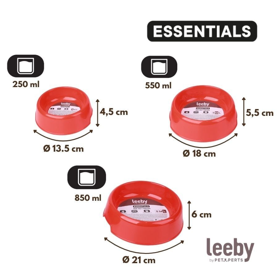 Leeby Comedero de Pl&aacute;stico Rojo para perros y gatos, , large indicador imagen numero 4