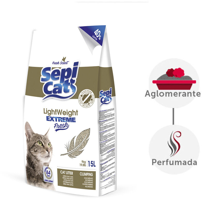 15 L Sepicat LightWeight Extreme Fresh arena aglomerante ligera para gatos, , large Imagen numero 2