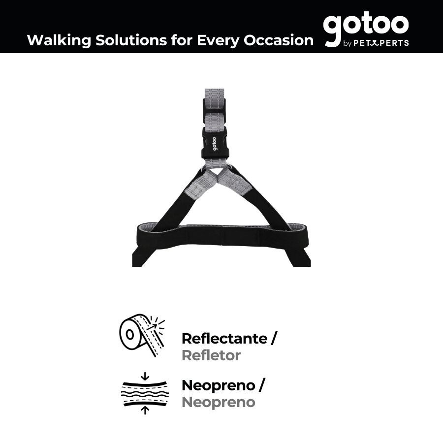 Gotoo Arn&eacute;s reflectante de neopreno gris para perros, , large indicador imagen numero 3