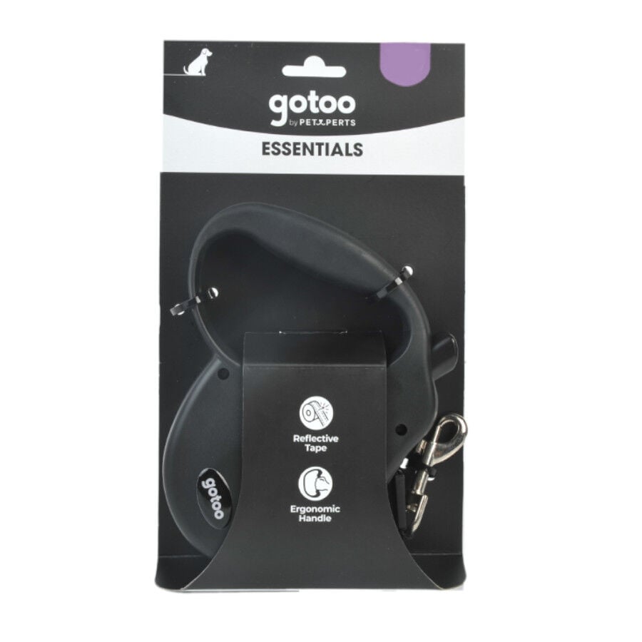 Gotoo Correa extensible negra para perros, , large Imagen numero 6