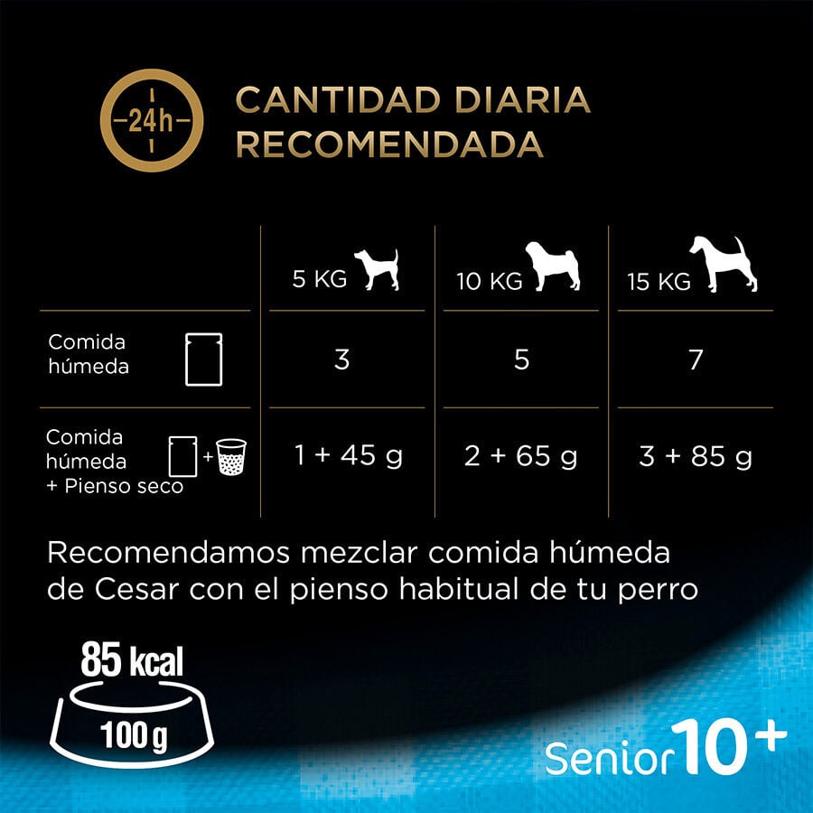 4 sobres x 100 g Cesar Carnes Mixtas Gelatina en Bolsita para Perros Senior , , large Imagen numero 6