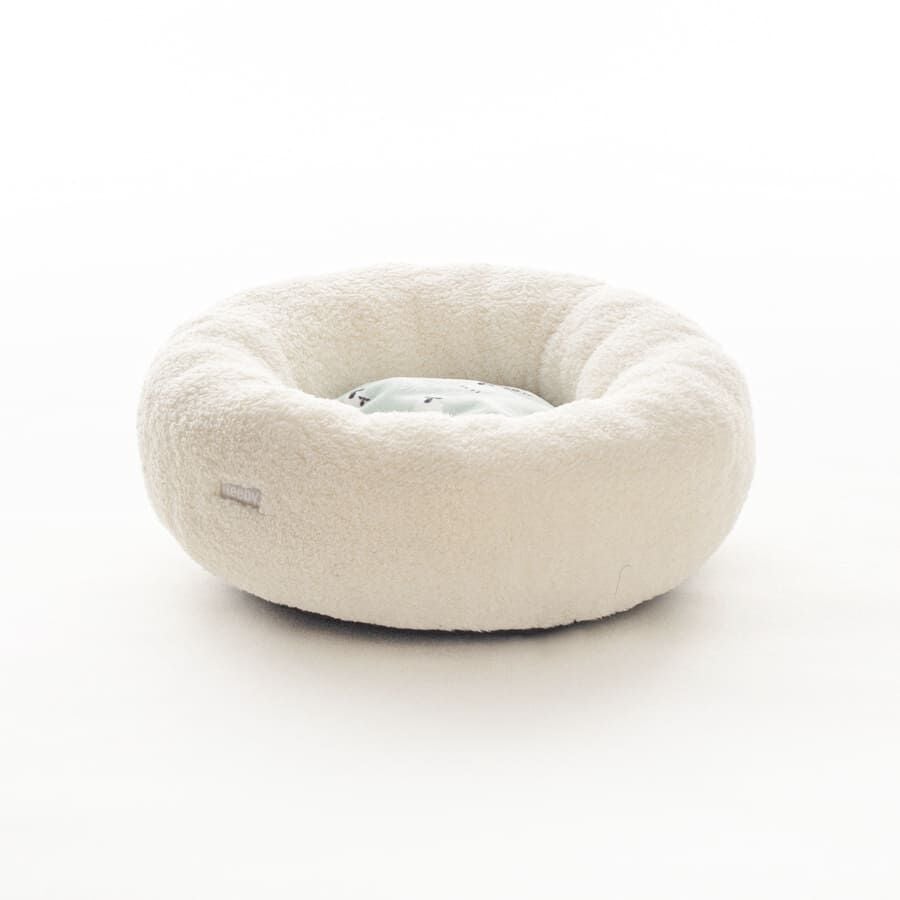 Leeby Cama Redonda Desenfundable Blanca con Ovejitas para gatitos, , large Imagen numero 1