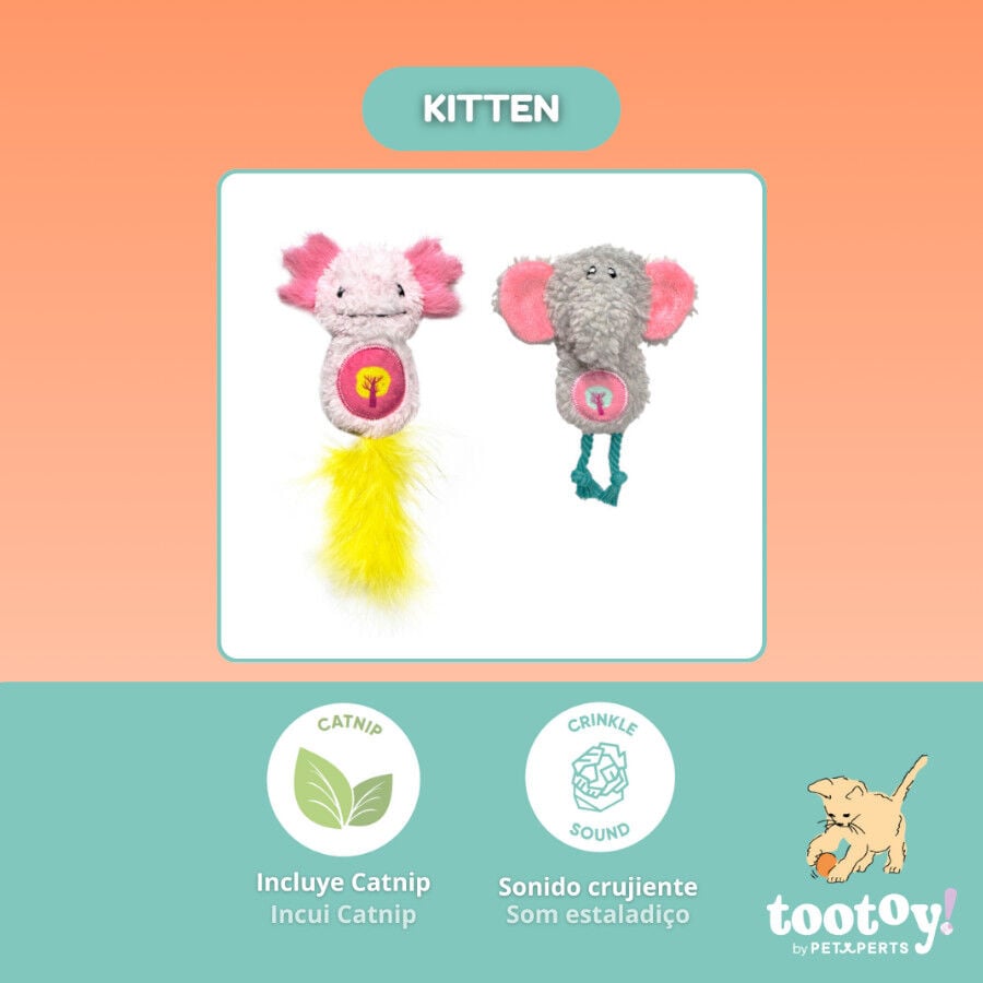 Tootoy! Peluches con Catnip Elefante & Ajolote para gatitos, , large Imagen numero 5