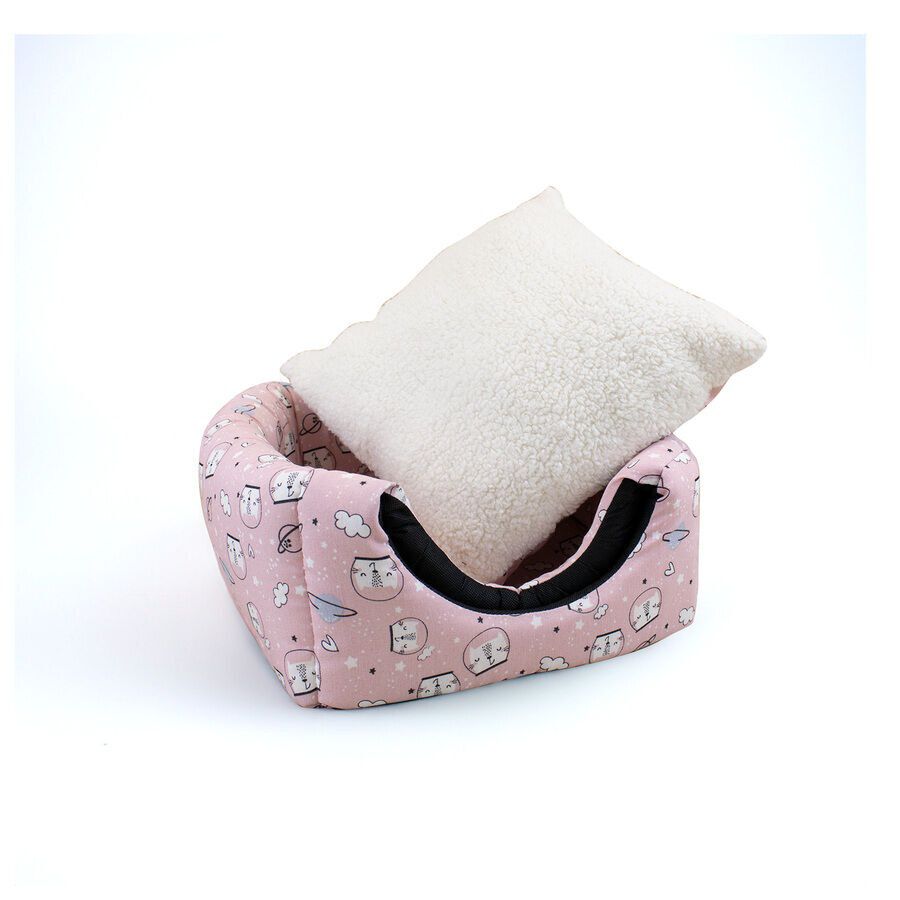 Leeby Cama Cueva Estampado C&oacute;mic Rosa para gatos, , large indicador imagen numero 3