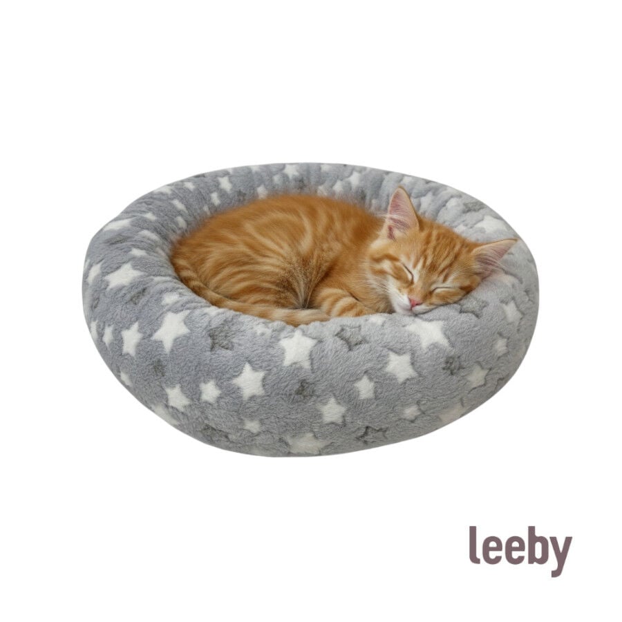 Leeby Cama Donut Estrella Gris para gatos