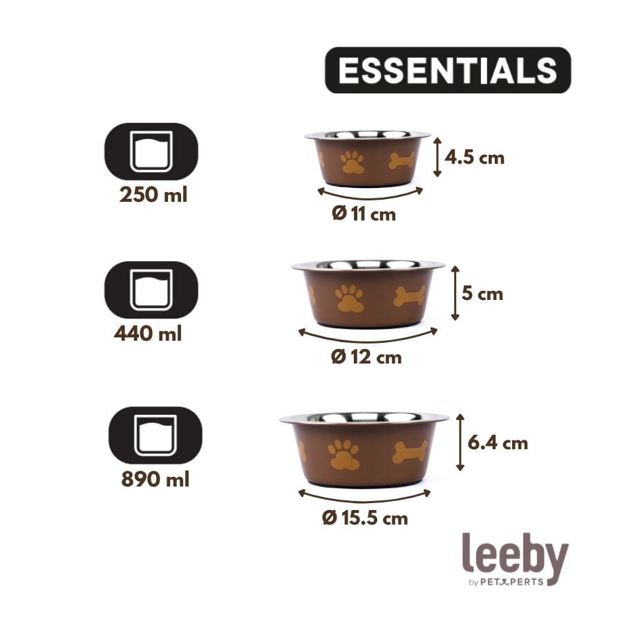 Leeby Comedero Estampado Huellas Acero Inoxidable para perros, , large indicador imagen numero 4