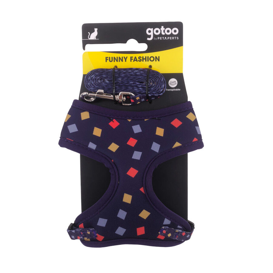 Gotoo Correa y arn&eacute;s estampado geometrico para gatos , , large indicador imagen numero 7