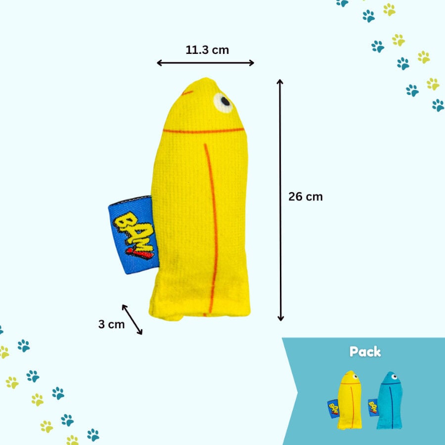 BAM! Peluche peces con catnip Azul y Amarillo para gatos, , large Imagen numero 4