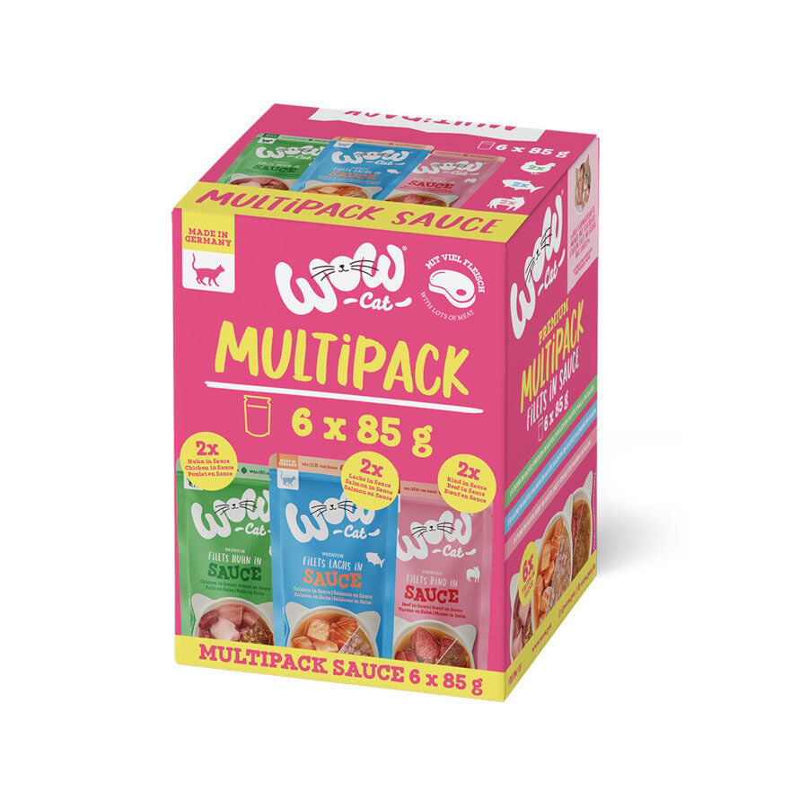 6 sobres x 85 g Wow Food Filetes Sobre en Salsa para gatos , , large Imagen numero 1