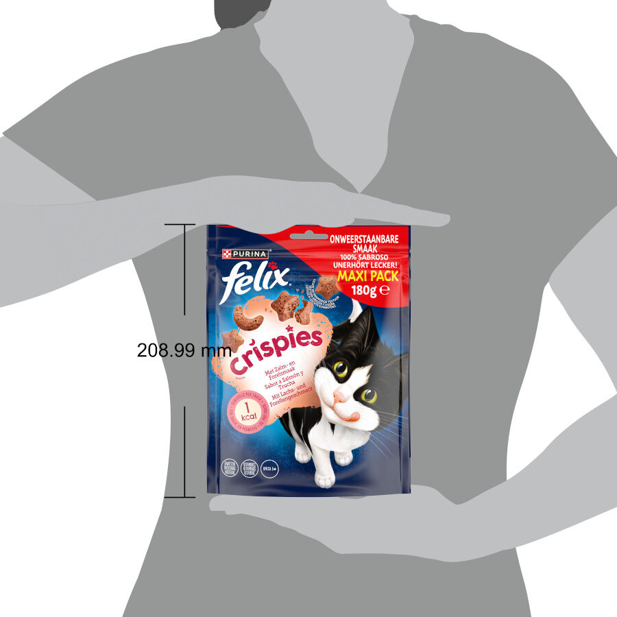 180 g Felix Crispies Bocaditos de Salm&oacute;n y Trucha Maxi para gatos, , large Imagen numero 2