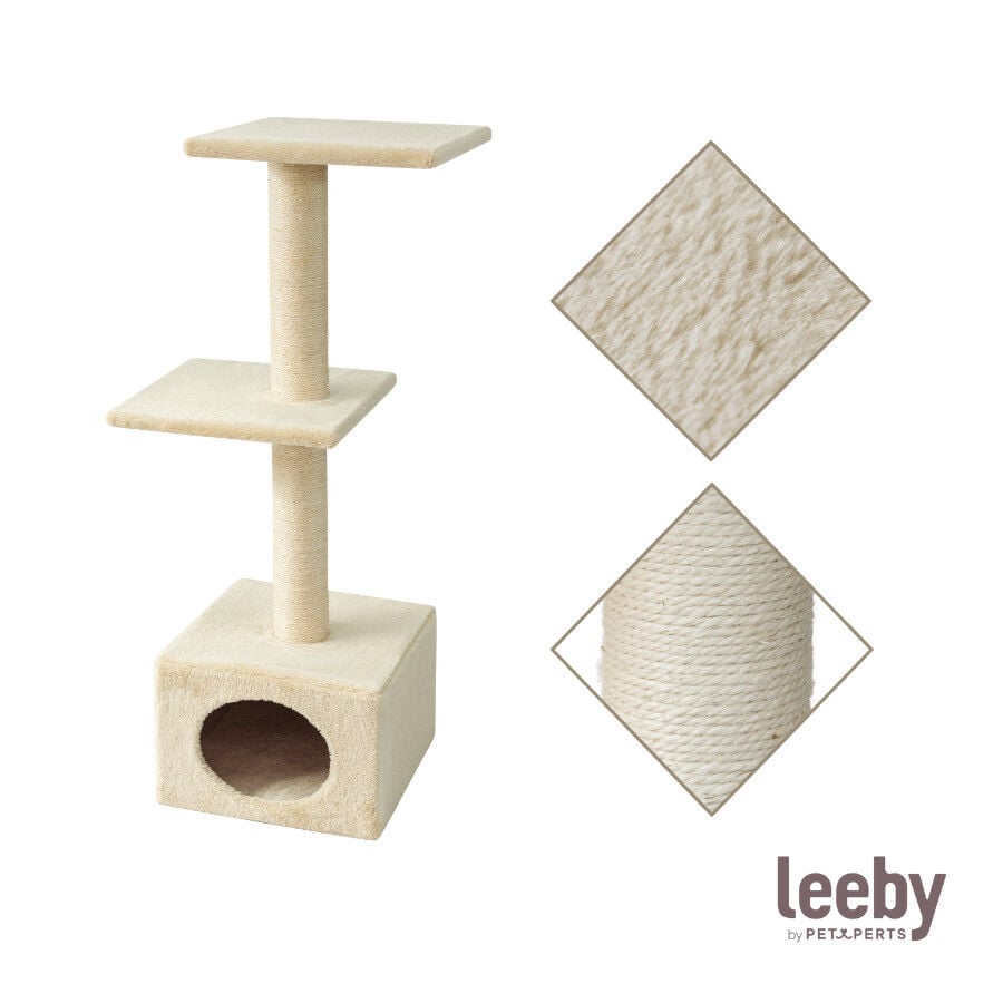 Leeby Colette torre rascador con cama nido beige para gatos, , large indicador imagen numero 5