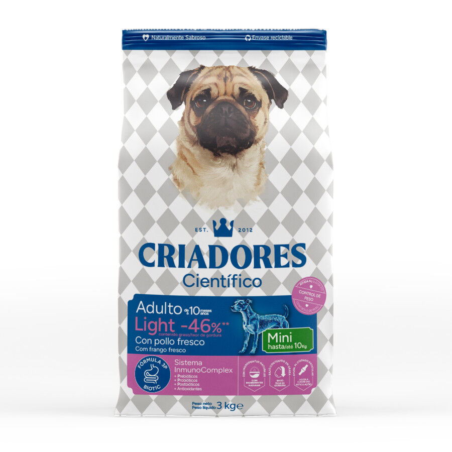 3 kg Criadores Cient&iacute;fico Light -46% contenido graso Adulto Mini Pienso Pollo para perros, , large indicador imagen numero 1