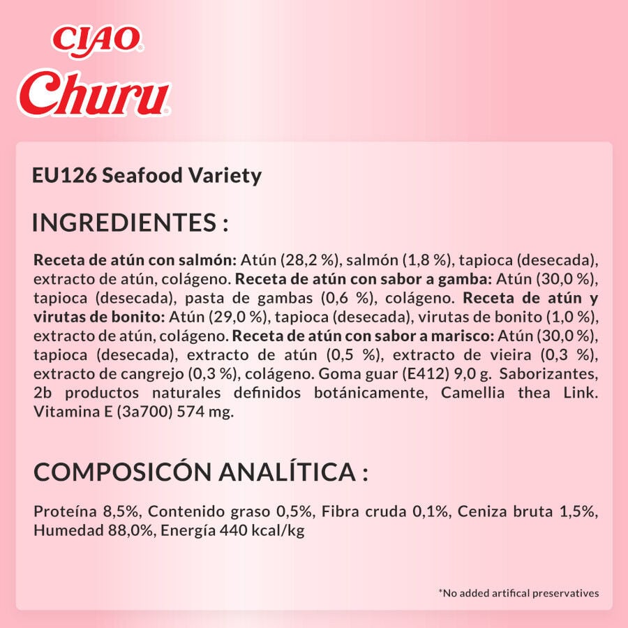 20 sobres x 14 g Churu Variedades de Marisco Snack L&iacute;quido para gatos, , large Imagen numero 7