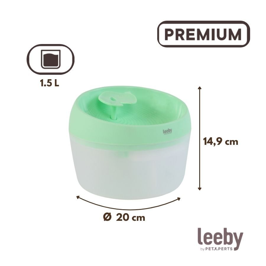 Leeby Fuente de Agua Verde para perros y gatos, , large indicador imagen numero 4