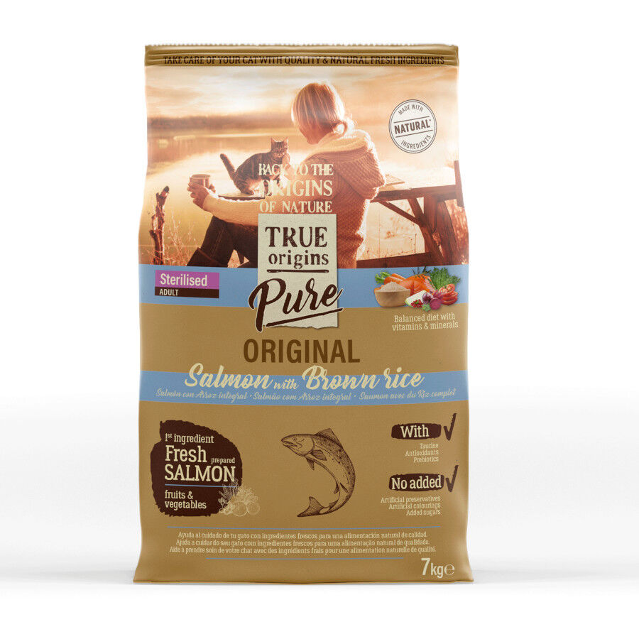 2 kg True Origins Pure Adult Sterilised Salm&oacute;n pienso para gatos, , large Imagen numero 1
