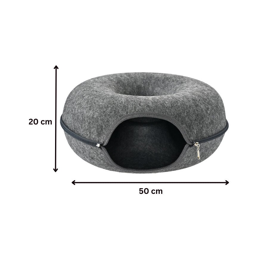 Leeby Cama T&uacute;nel Fieltro Gris para gatos, , large indicador imagen numero 4
