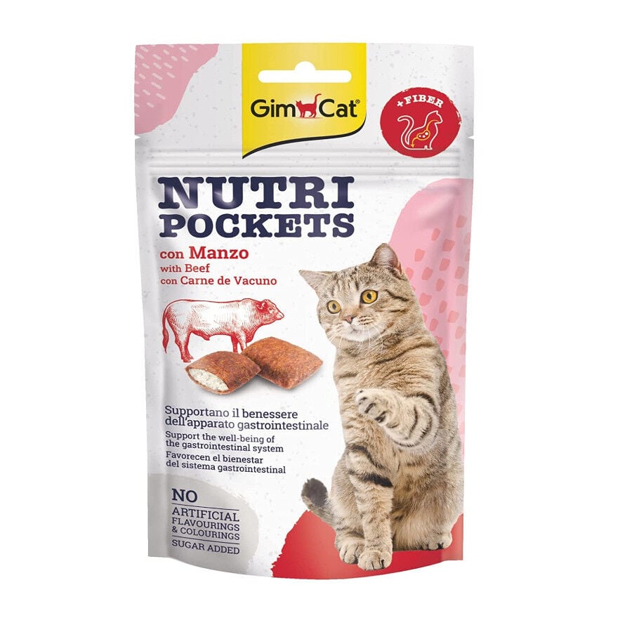 60 g GimCat Bocaditos Nutri Pockets Buey para gatos, , large Imagen numero 1