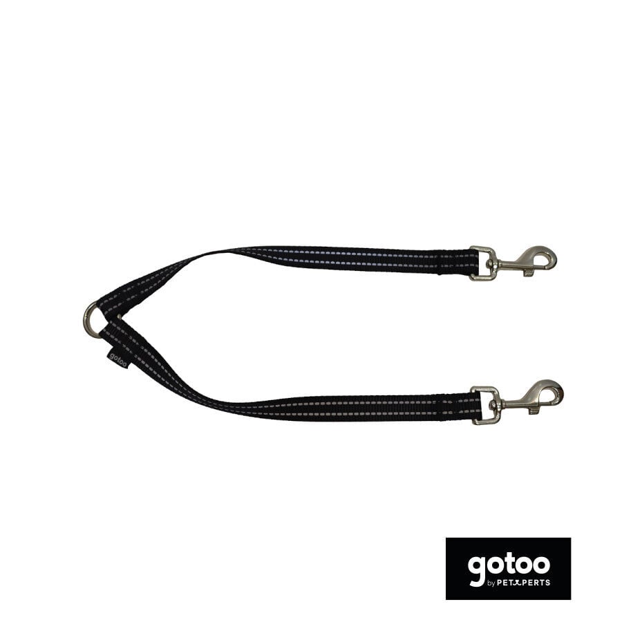 Gotoo Correa doble de nylon negra para perros, , large indicador imagen numero 2