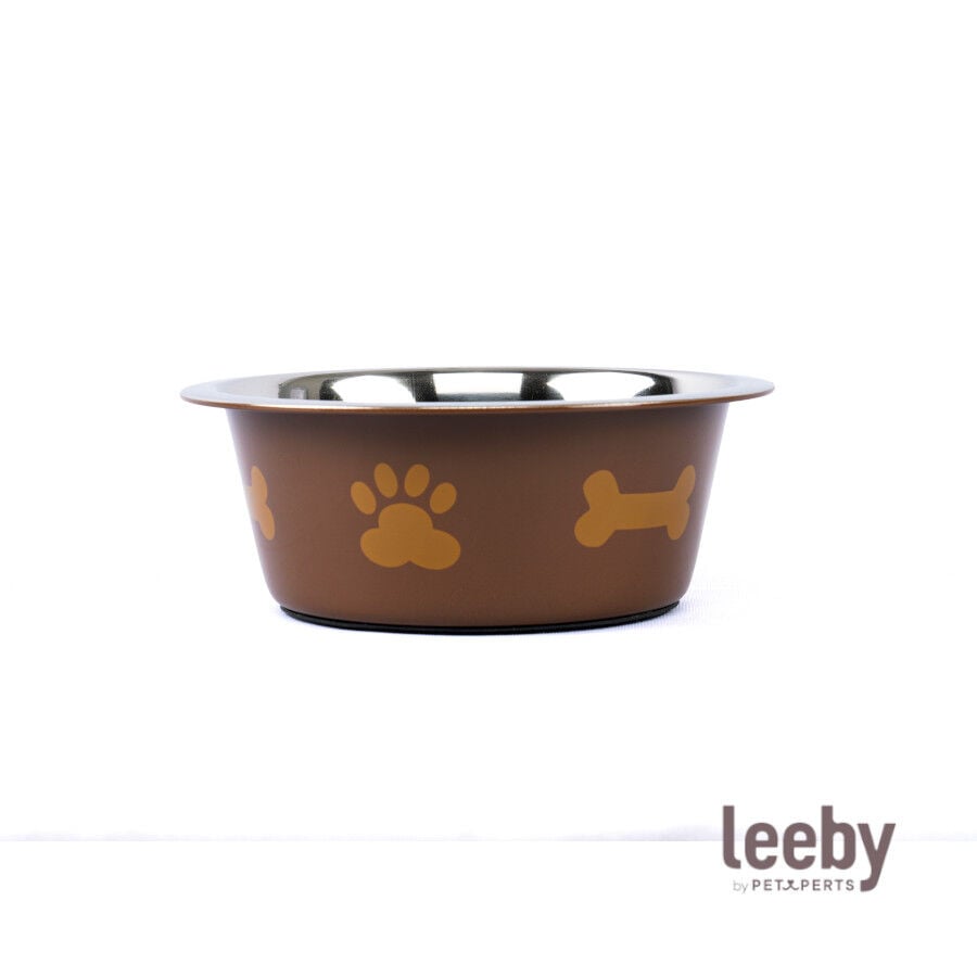 Leeby Comedero Estampado Huellas Acero Inoxidable para perros, , large indicador imagen numero 2