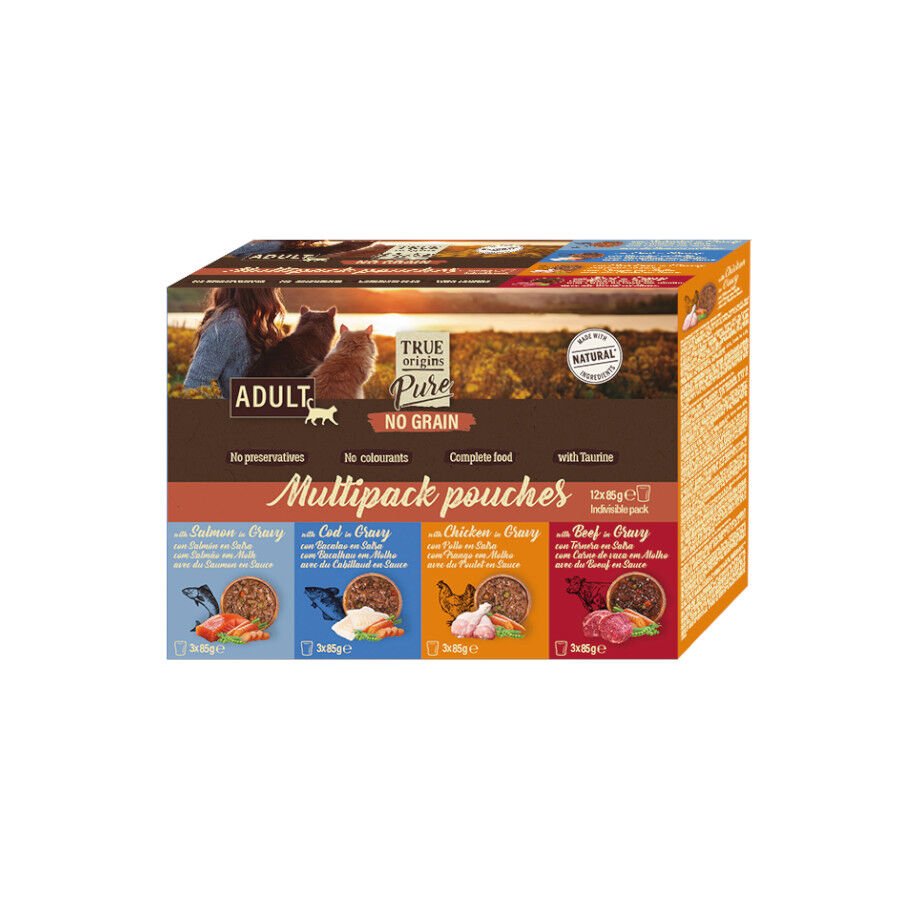 12 sobres x 85 g True Origins Pure Carne y Pescado Sobre para gatos &ndash; Multipack, , large indicador imagen numero 1