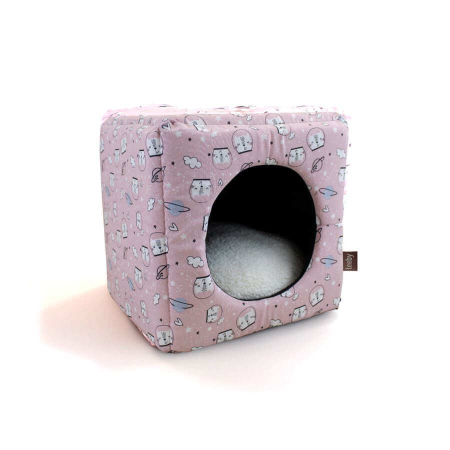 Leeby Cama Cueva Estampado C&oacute;mic Rosa para gatos, , large Imagen numero 1