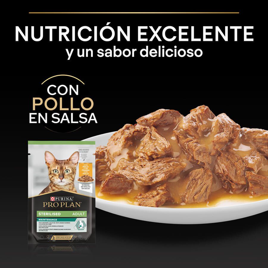 85 g Pro Plan Sterilised Maintenance sobre con Pollo en salsa para gatos, , large indicador imagen numero 5