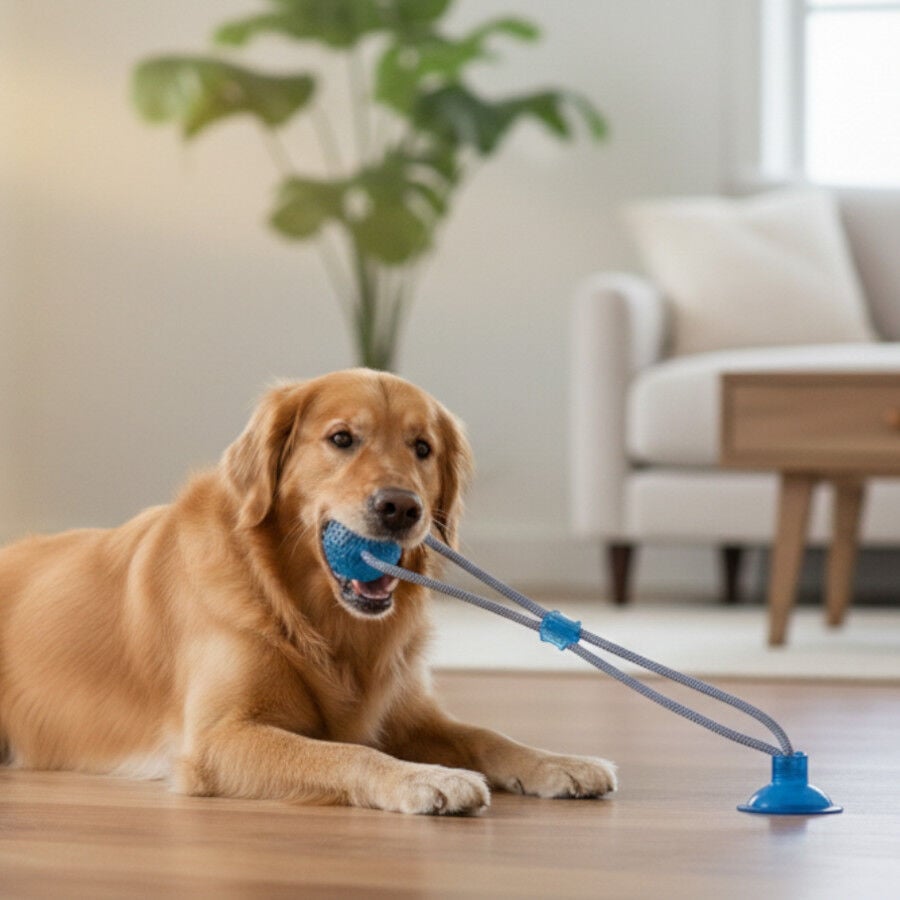 Tootoy! Mordedor de Cuerda con Pelota y Ventosa Azul para perros, , large indicador imagen numero 1