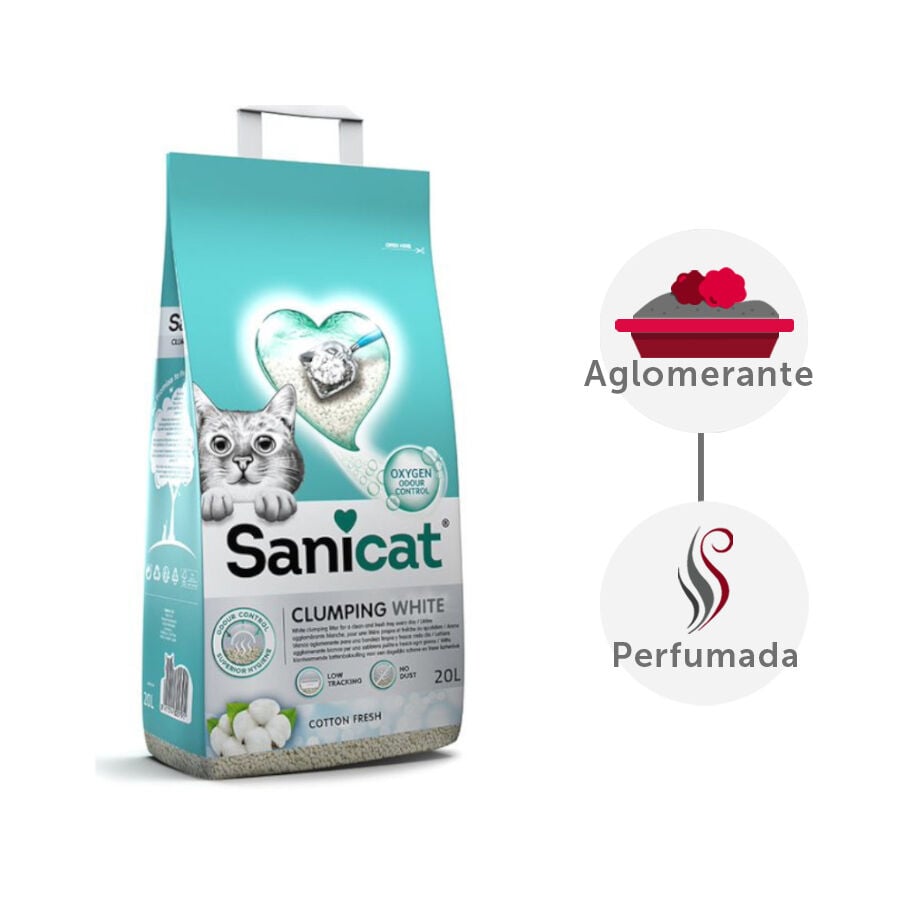 20 L Sanicat Cotton Fresh Arena Blanca Aglomerante para gatos, , large indicador imagen numero 2