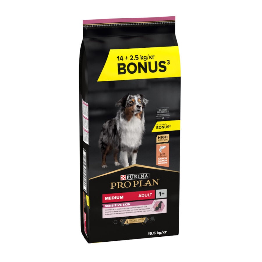 16.5 kg (14 + 2.5 kg &iexcl;gratis!) Pro Plan Adult Medium Sensitive Skin Salm&oacute;n pienso para perros, , large indicador imagen numero 1