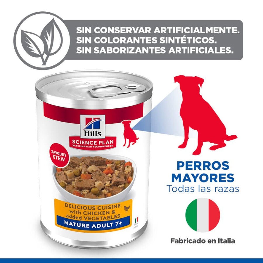363 g Hill's Science Plan Mature Estofado con pollo y verduras lata para perros, , large indicador imagen numero 3