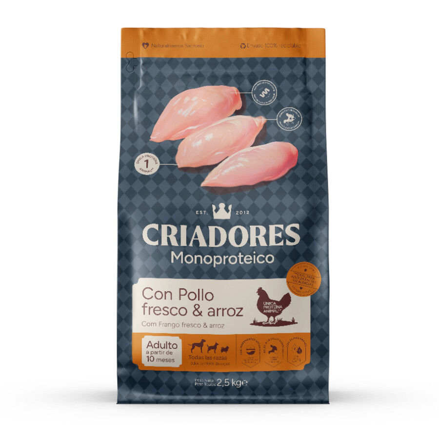 10 kg Criadores Monoproteico Adulto con Pollo pienso para perros, , large indicador imagen numero 1