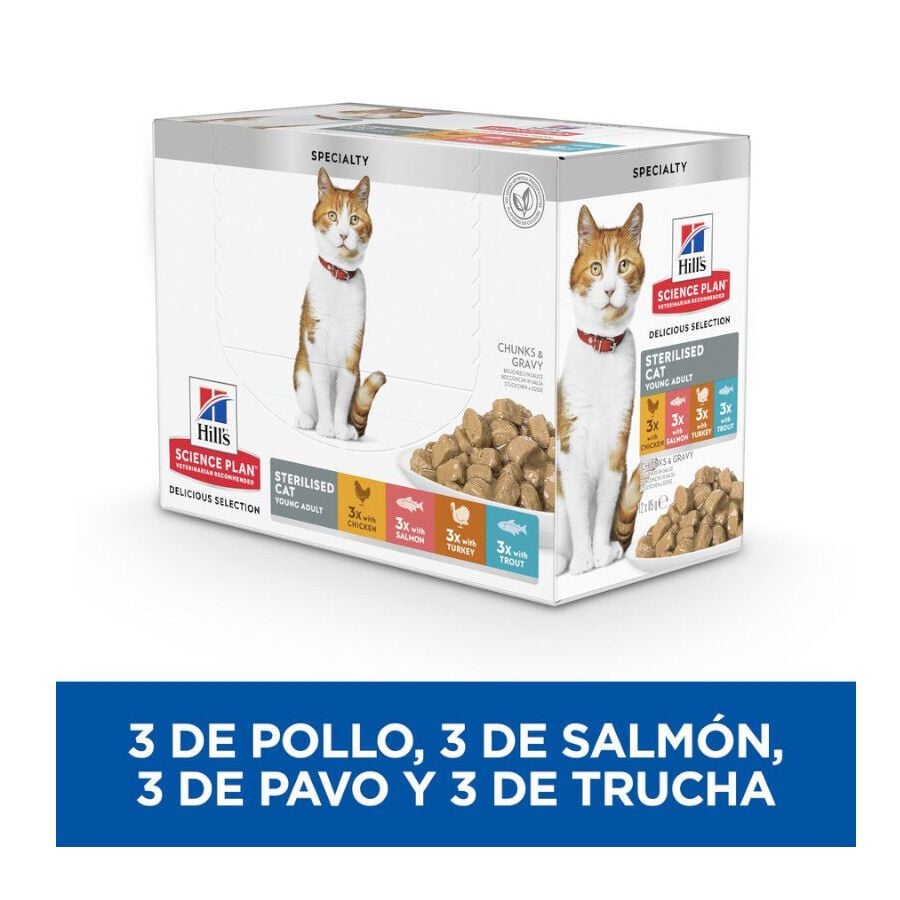 12 sobres x 85 g Hill's Science Plan Sterilised Carne y Pescado sobre para gatos , , large Imagen numero 3