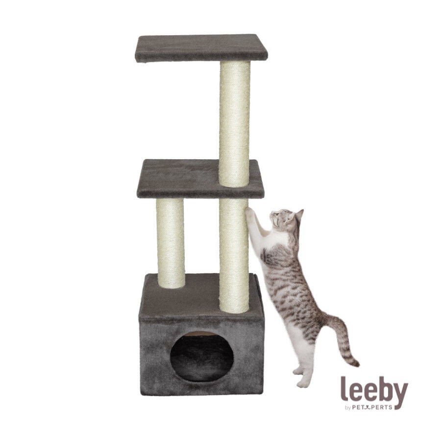 Leeby Colette DoubPost torre rascador con cama nido gris para gatos