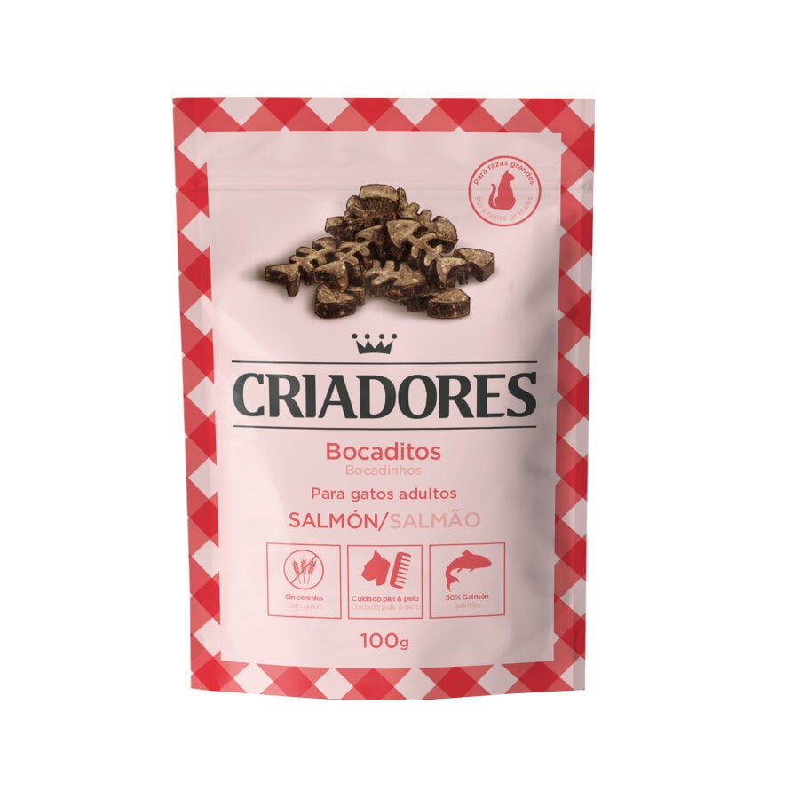 100 g Criadores Bocaditos de Salm&oacute;n para gatos de razas grandes, , large Imagen numero 1