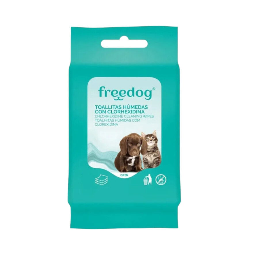 Freedog Toallitas H&uacute;medas con Clorhexidina para perros y gatos
