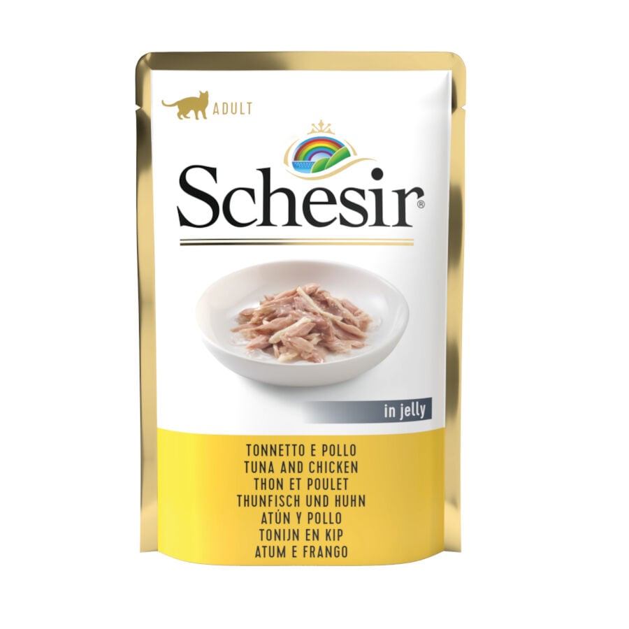 Schesir Adult At&uacute;n y Pollo sobre para gatos