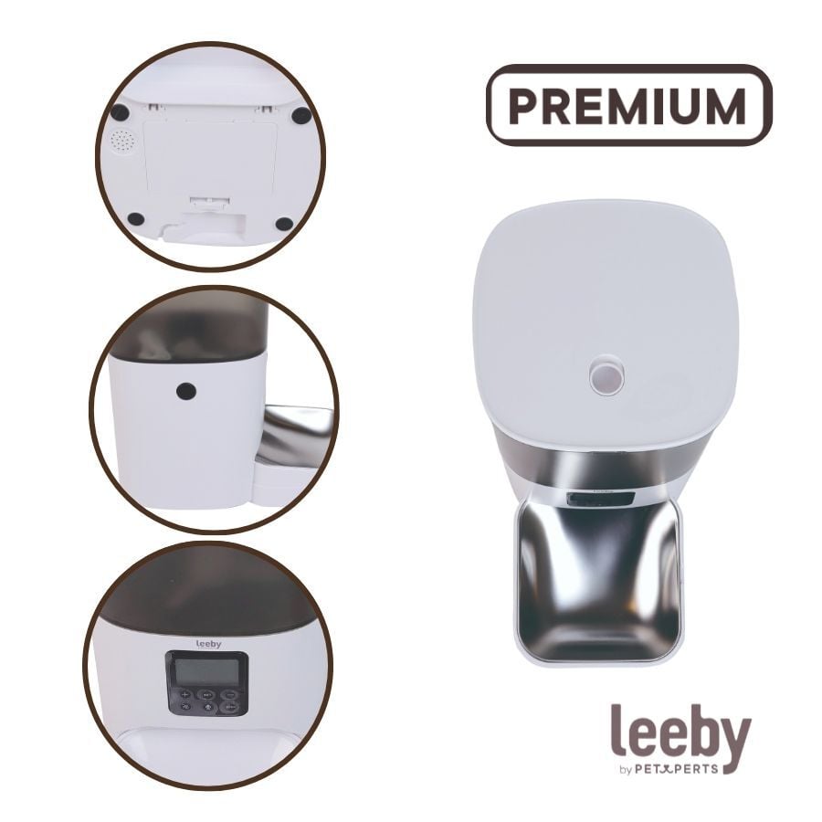 Leeby Comedero Autom&aacute;tico Programable Blanco y Gris para perros y gatos, , large indicador imagen numero 3