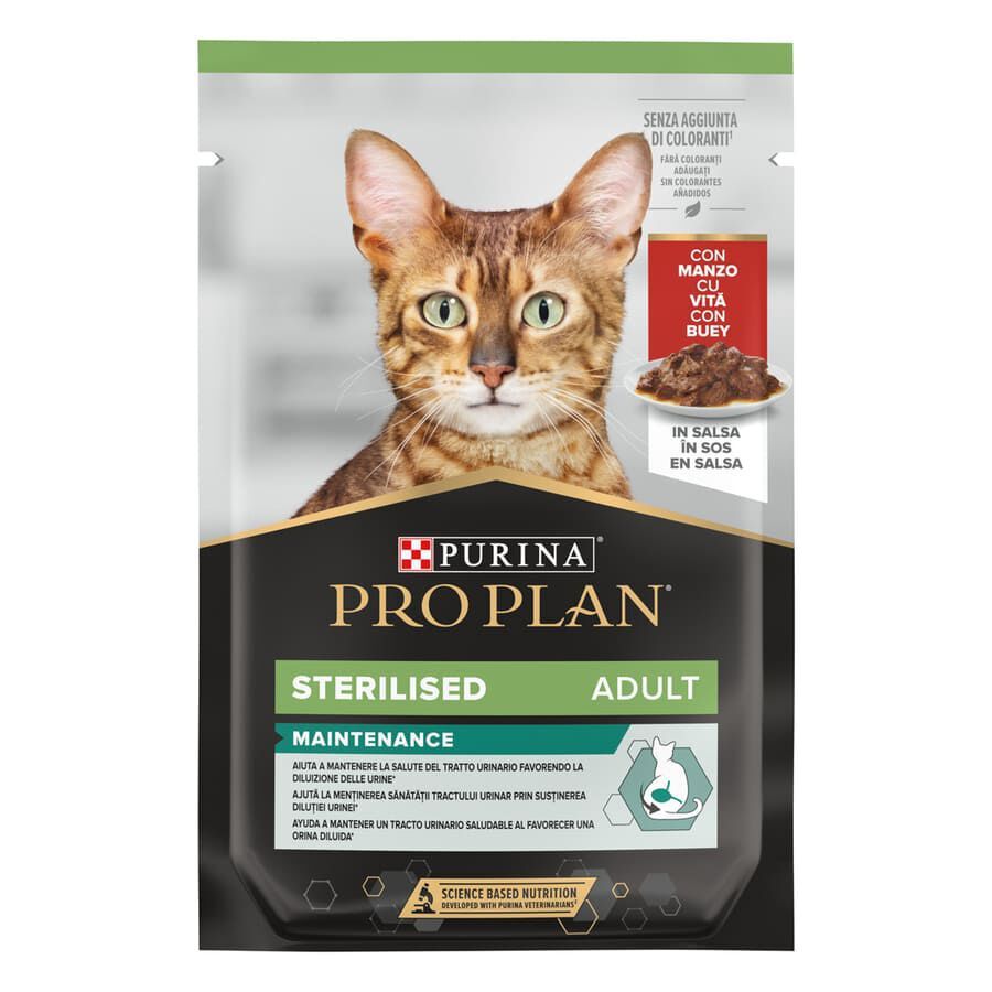 85 g Pro Plan Sterilised Maintenance sobre con Buey en salsa para gatos, , large indicador imagen numero 1