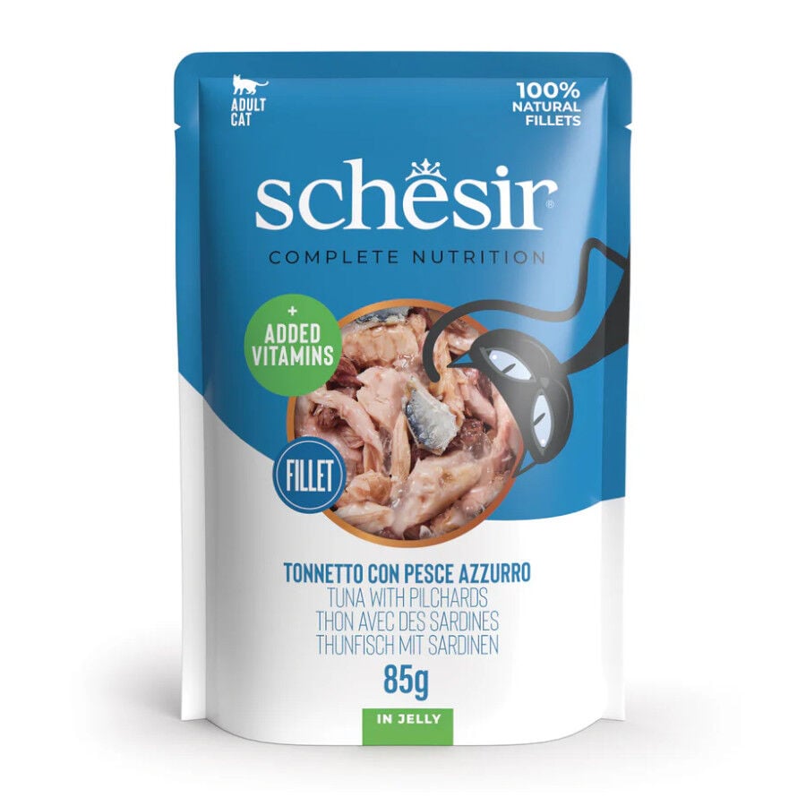 Schesir Adult At&uacute;n con Sardinas sobre para gatos