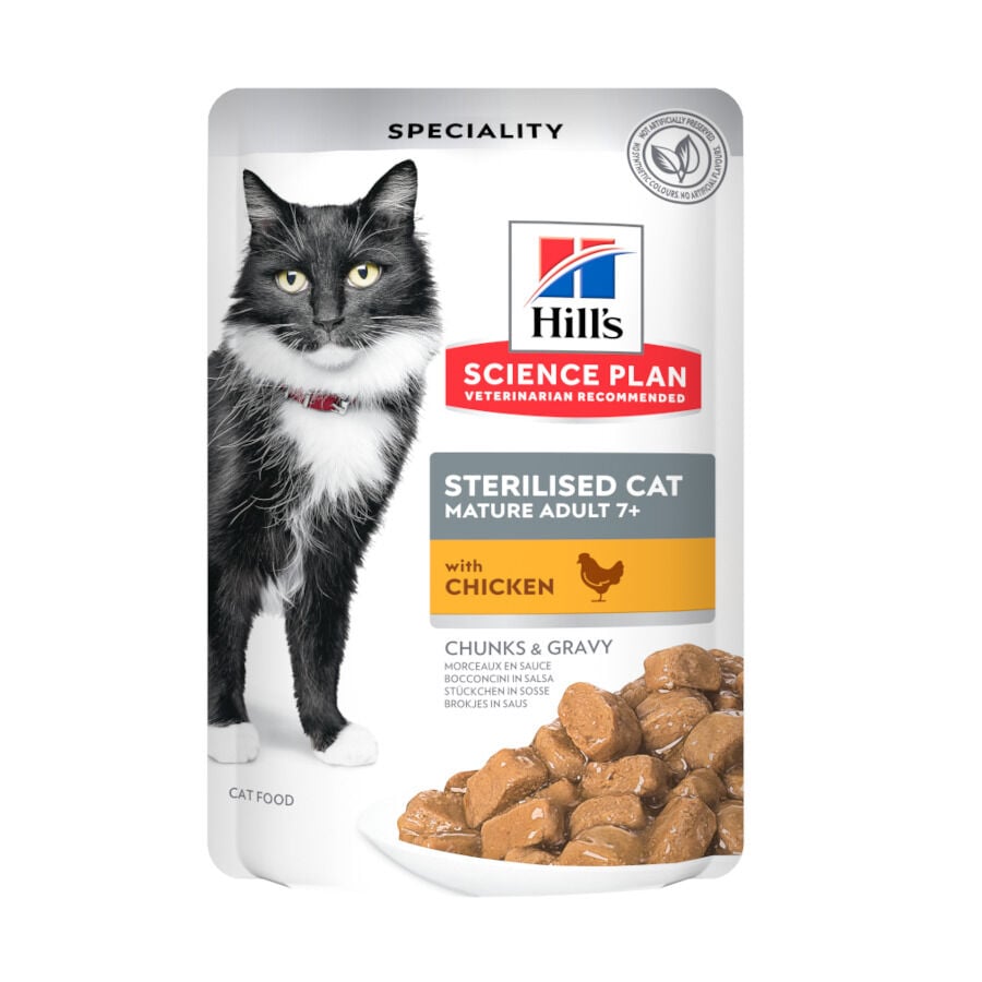 12 sobres x 85 g Hill's Science Plan Sterilised Mature Pollo en Salsa sobre para gatos, , large Imagen numero 1