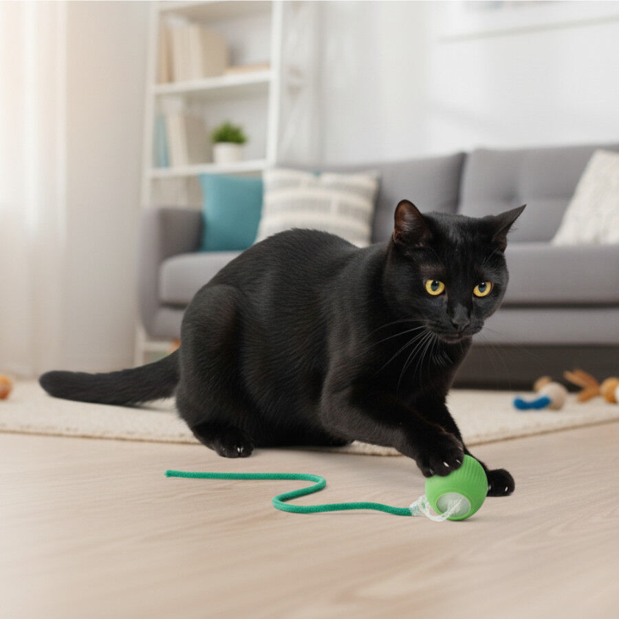 Tootoy! Pelota Interactiva con Luces y Cuerda Verde para gatos, , large Imagen numero 1