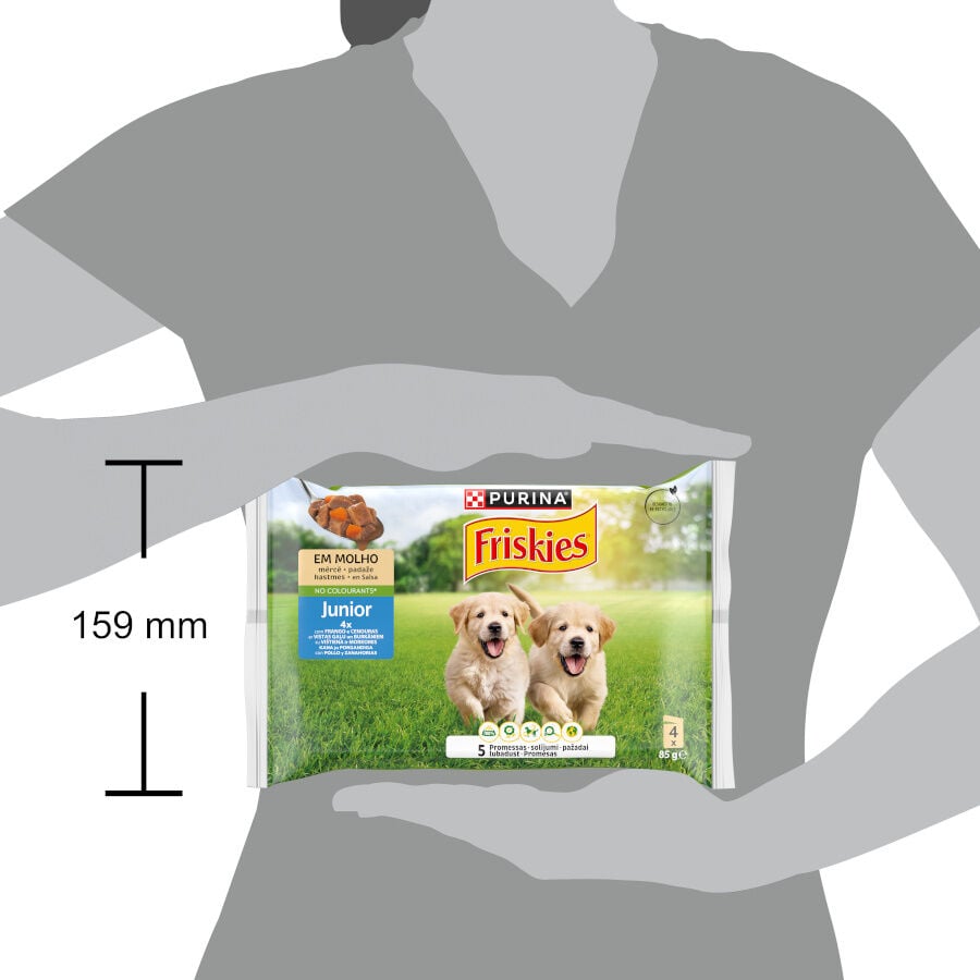 4 sobres x 85 g Purina Friskies Comida Humeda para perros j&oacute;venes, con pollo y zanahoria, , large indicador imagen numero 3