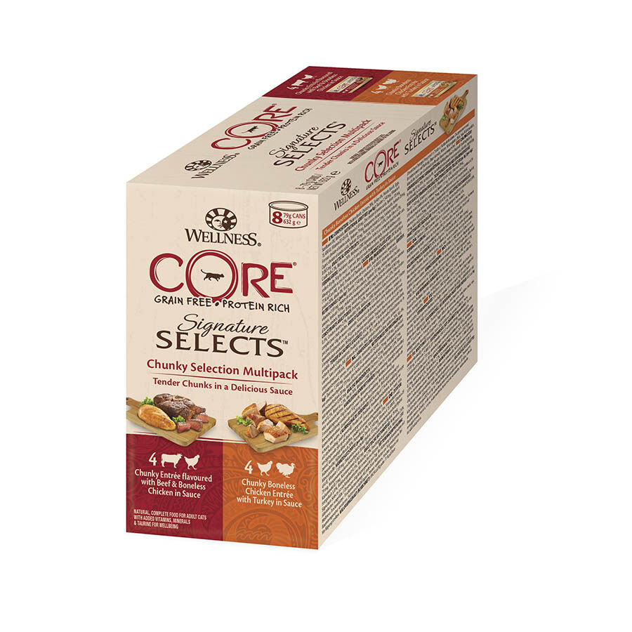 Pack 4 Latas Wellness Core Feline Signature Selects Chunky Selection para Gatos 632gr Imagen numero 3