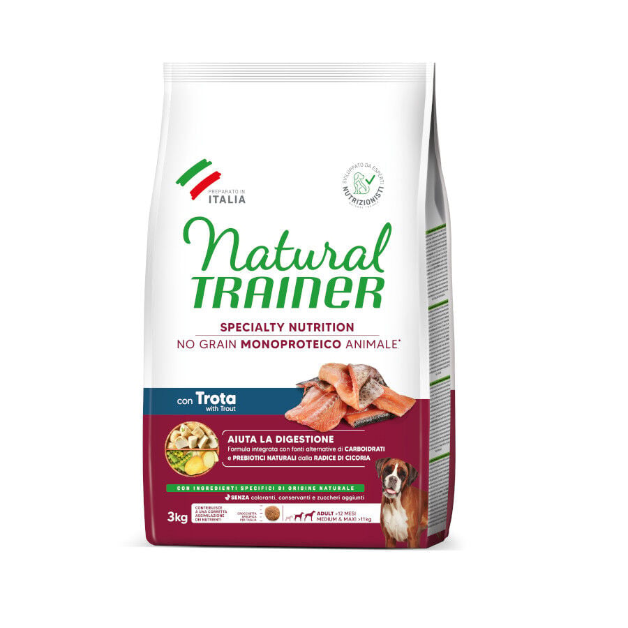 3 kg Natural Trainer Medium & Maxi Sensitive No Grain Trucha y Patatas pienso para perros, , large Imagen numero 1