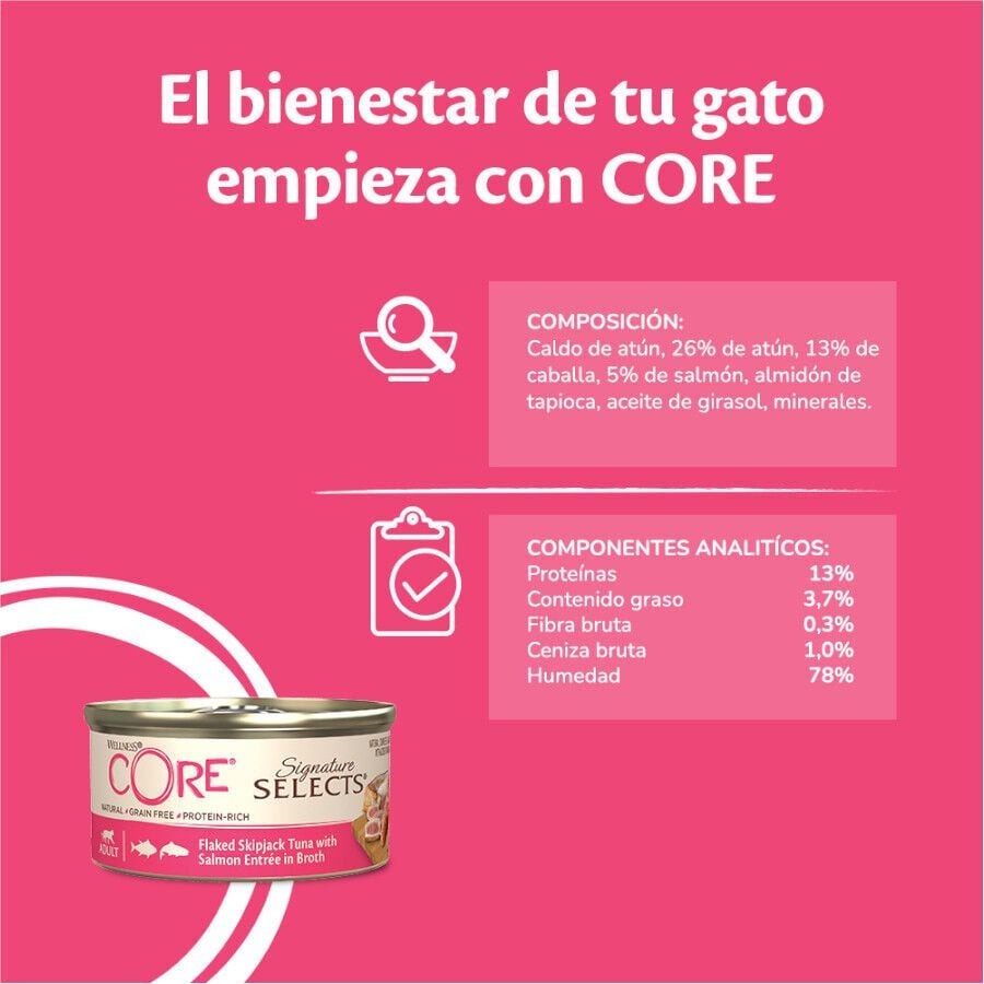 79 g Wellness Core Flaked Salm&oacute;n lata para gatos, , large indicador imagen numero 4