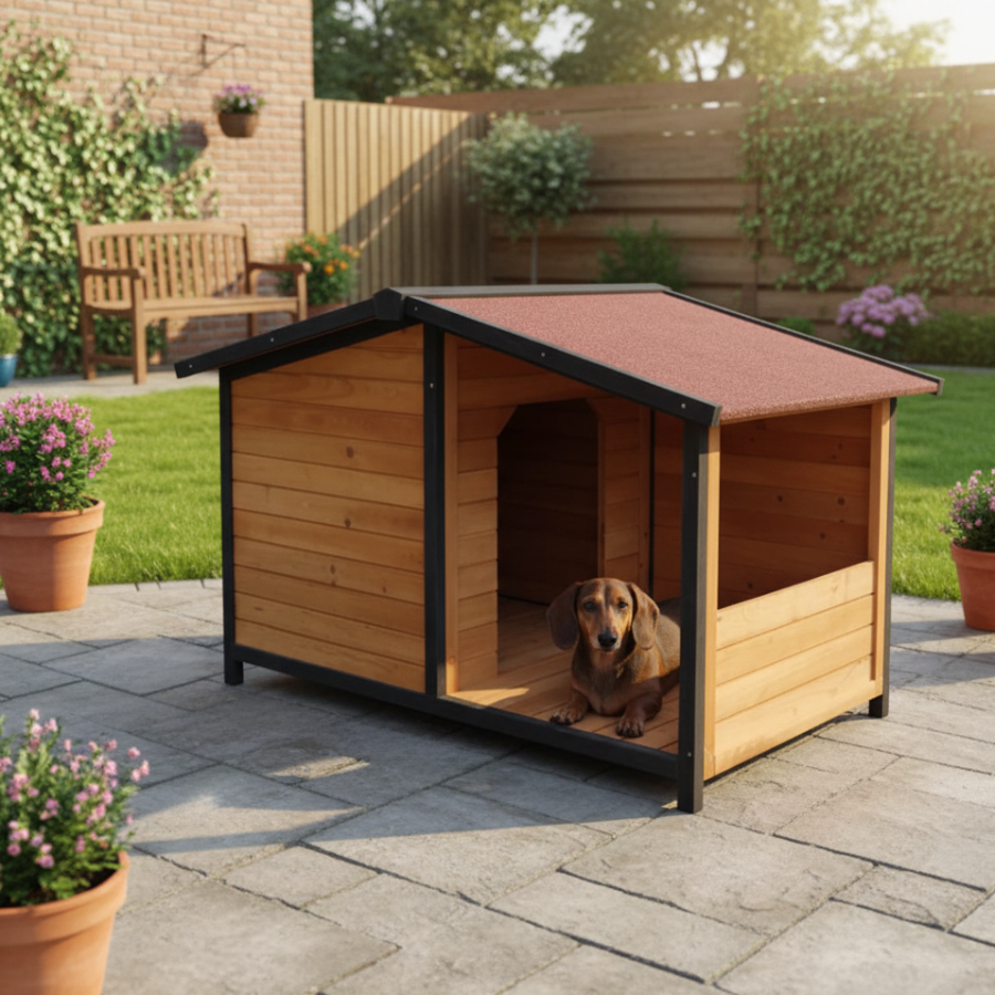 TK-Pet Rocky Caseta de Madera con Patio para perros, , large Imagen numero 1
